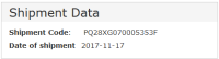 Shipment data Shipment data
